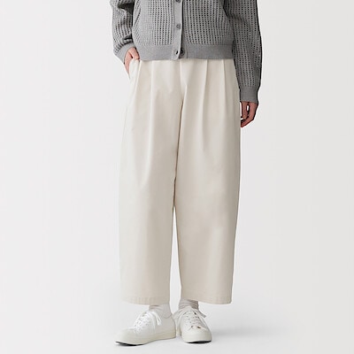 婦人　高密度ツイル　ワイドテーパードパンツ