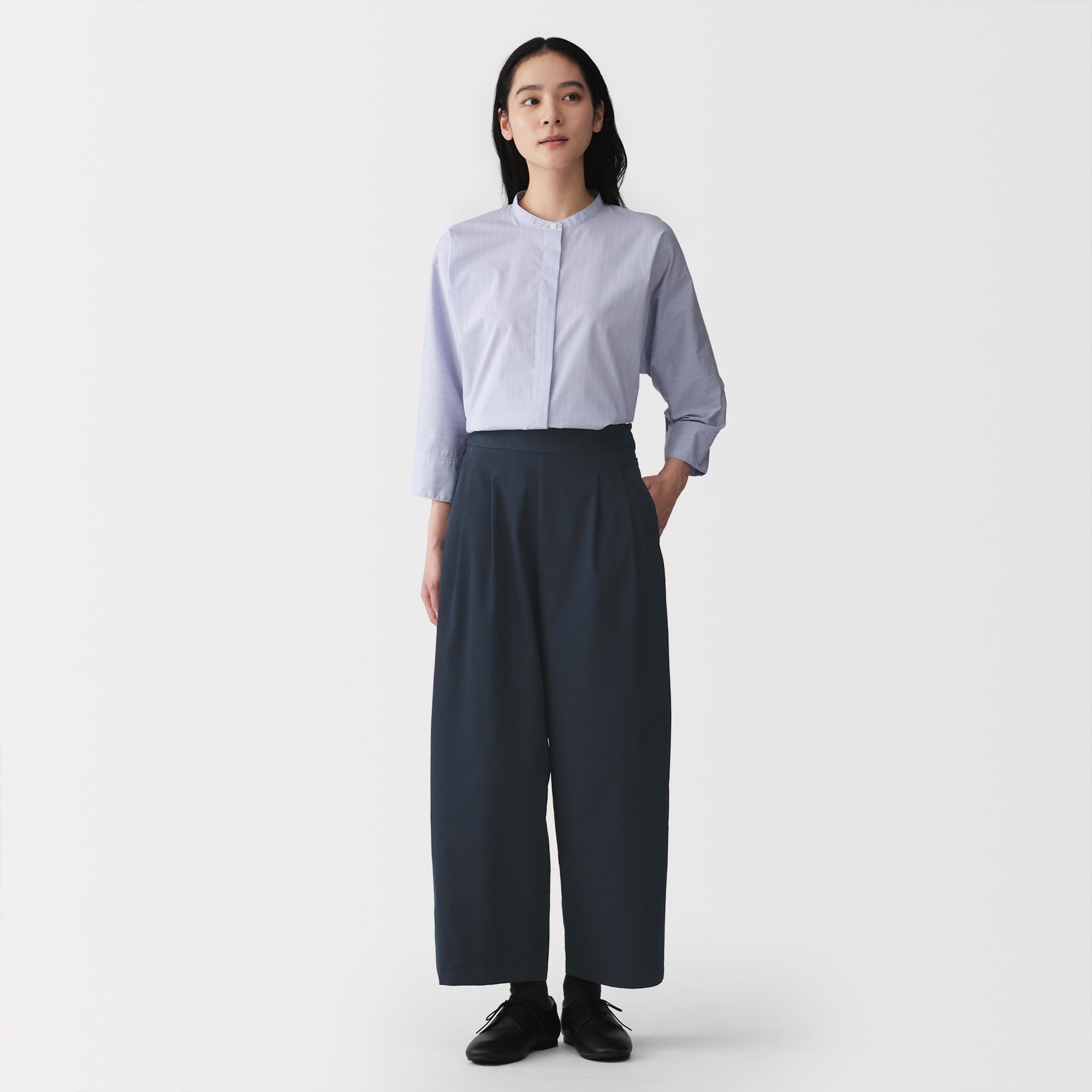 婦人 高密度ツイル ワイドテーパードパンツ | 無印良品