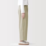 婦人　高密度ツイル　ワイドテーパードパンツ