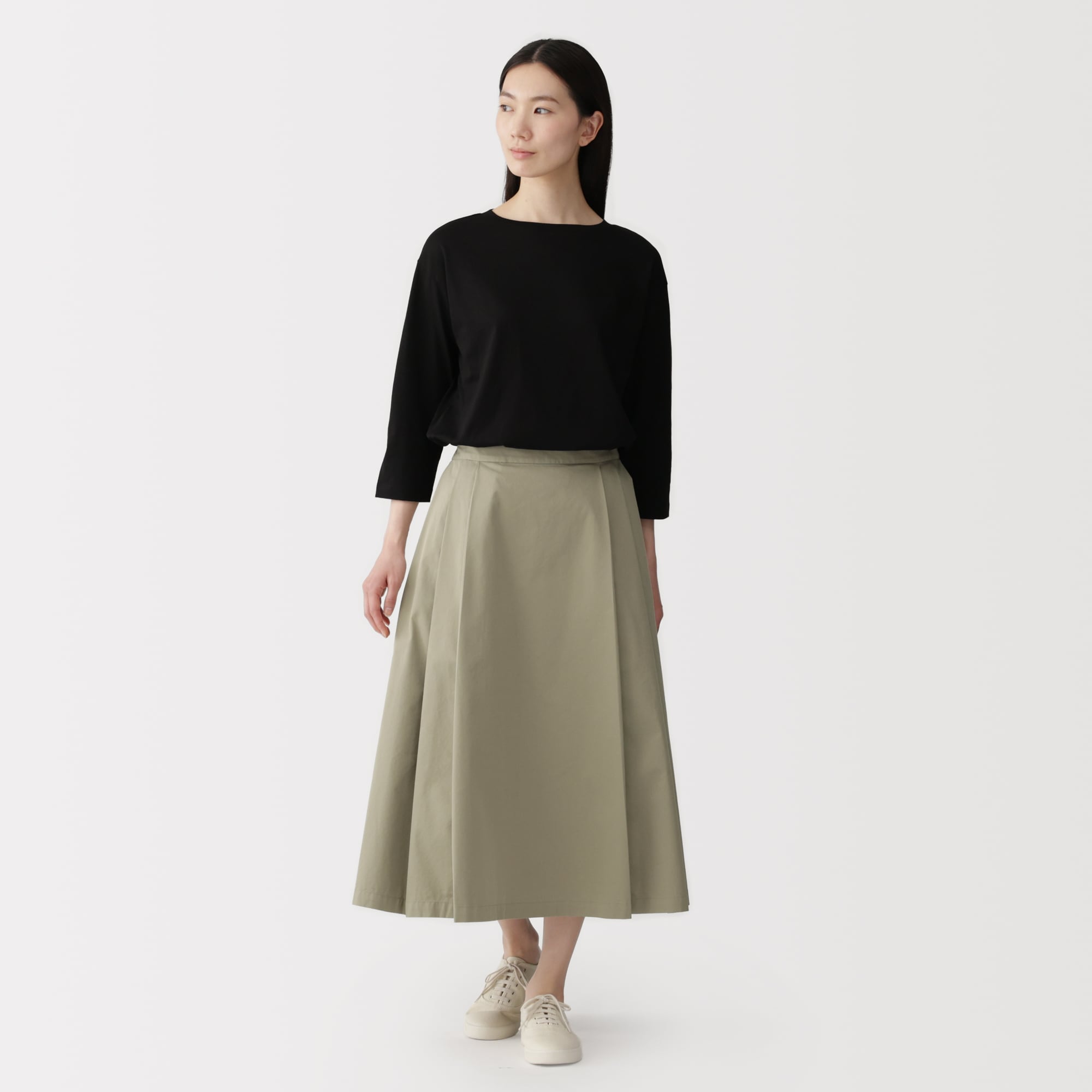 婦人 高密度ツイル タックフレアスカート | 無印良品