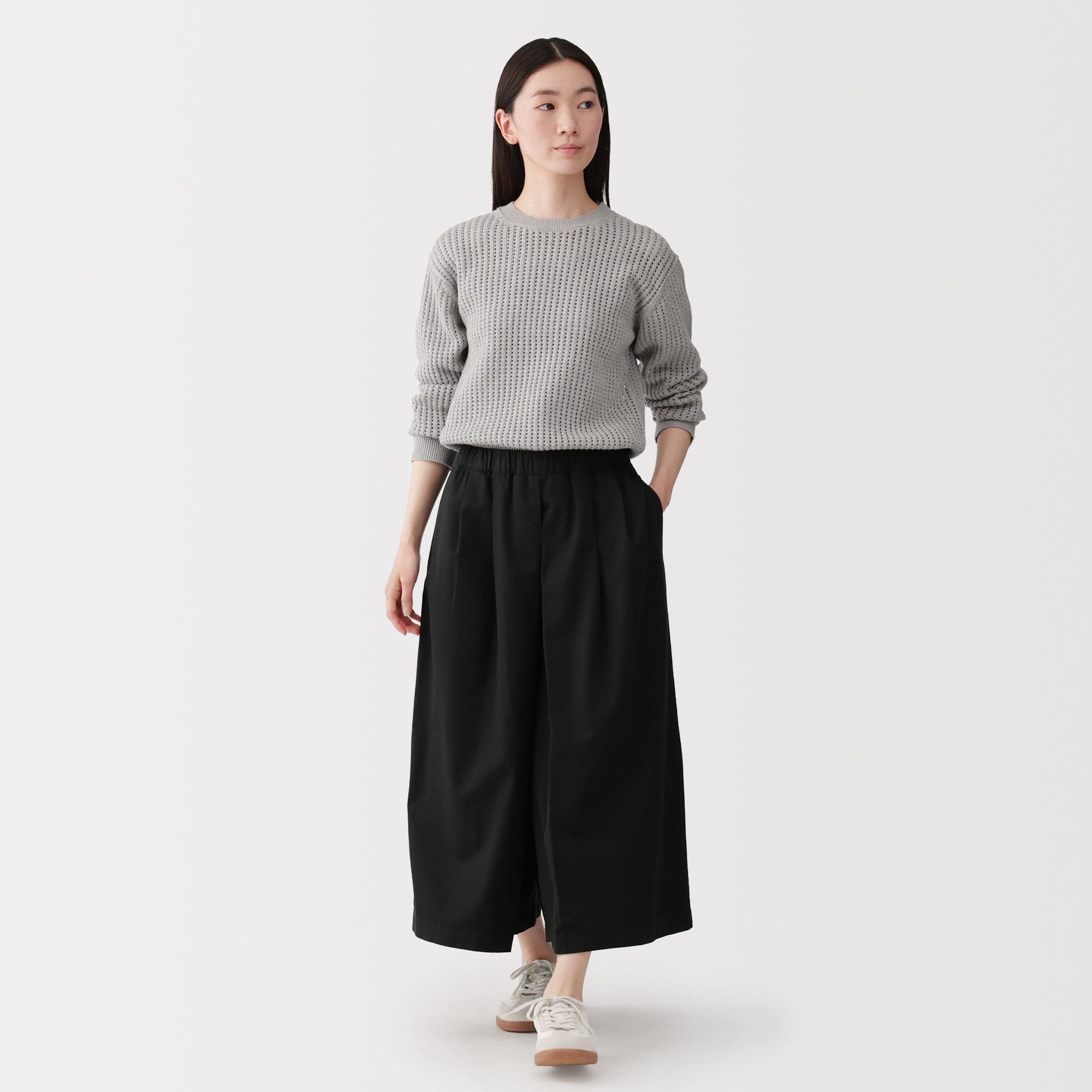 婦人　カポック混　ライトツイルスカートパンツ