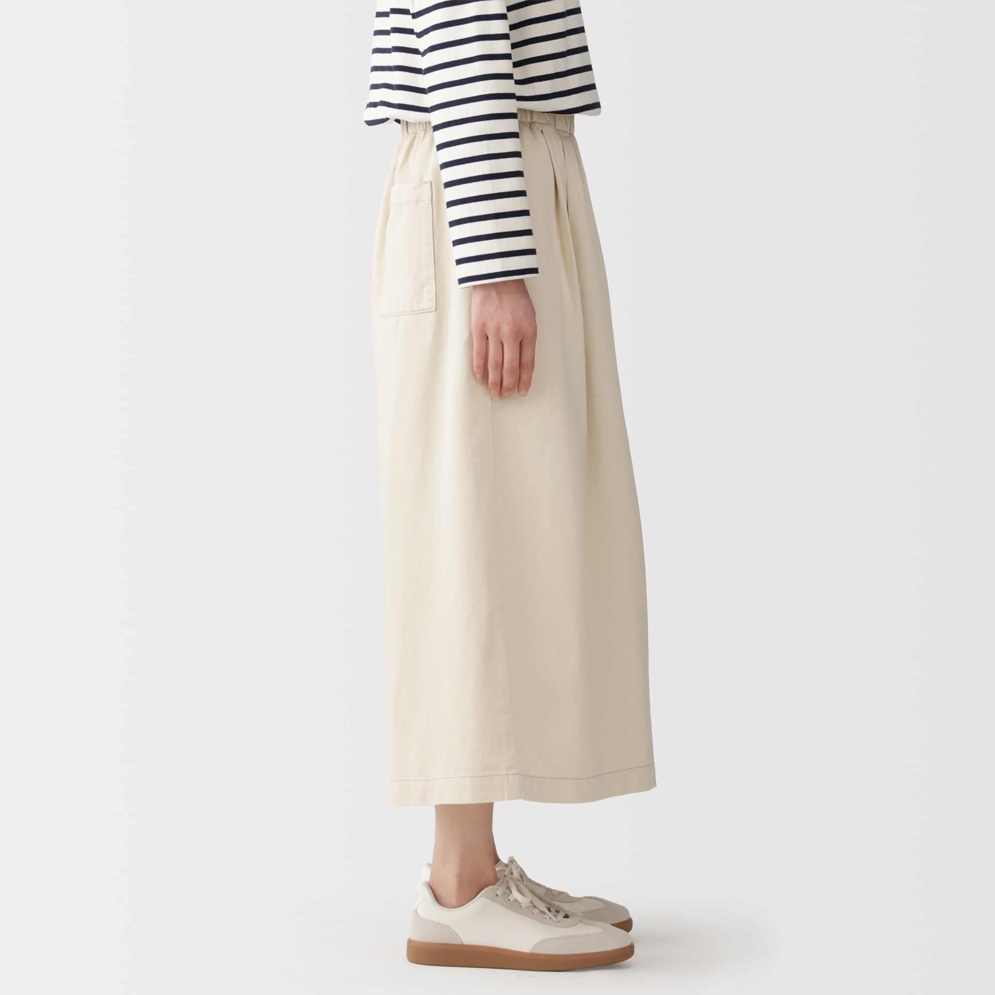 婦人　カポック混　ライトツイルスカートパンツ