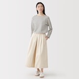 婦人　カポック混　ライトツイルスカートパンツ