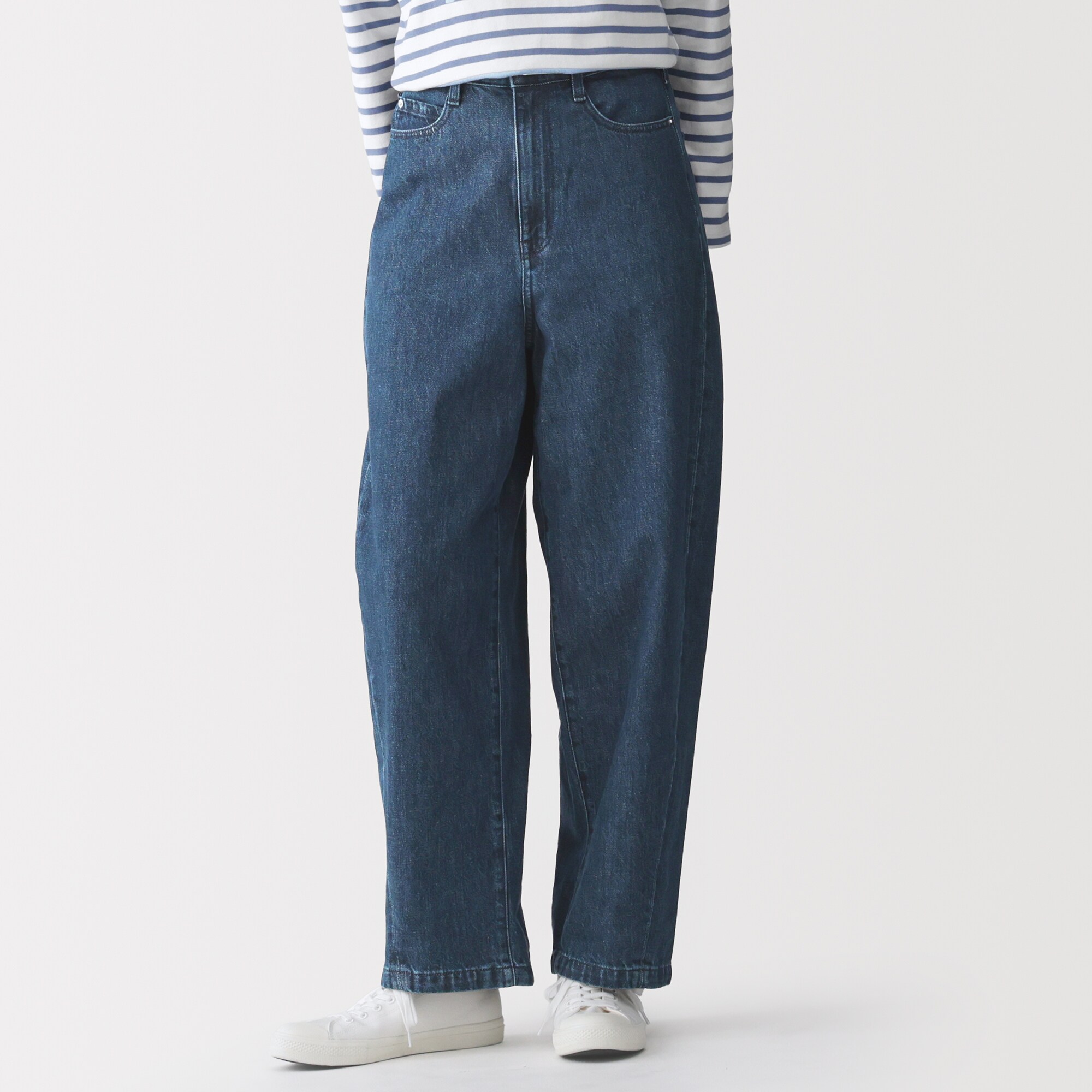 婦人　木の実から作ったカポック混　デニムコクーンパンツ