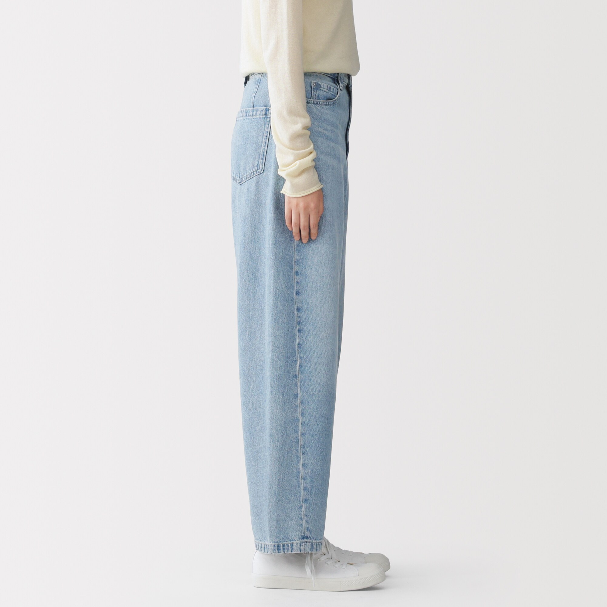 婦人　木の実から作ったカポック混　デニムコクーンパンツ