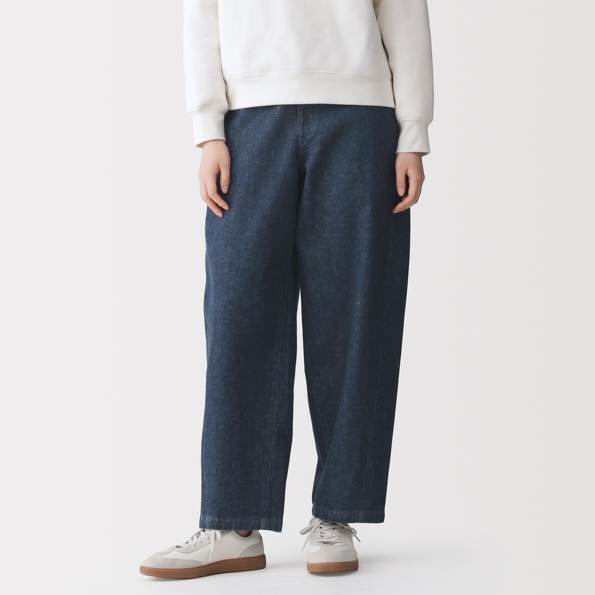 婦人　木の実から作ったカポック混　デニムコクーンパンツ