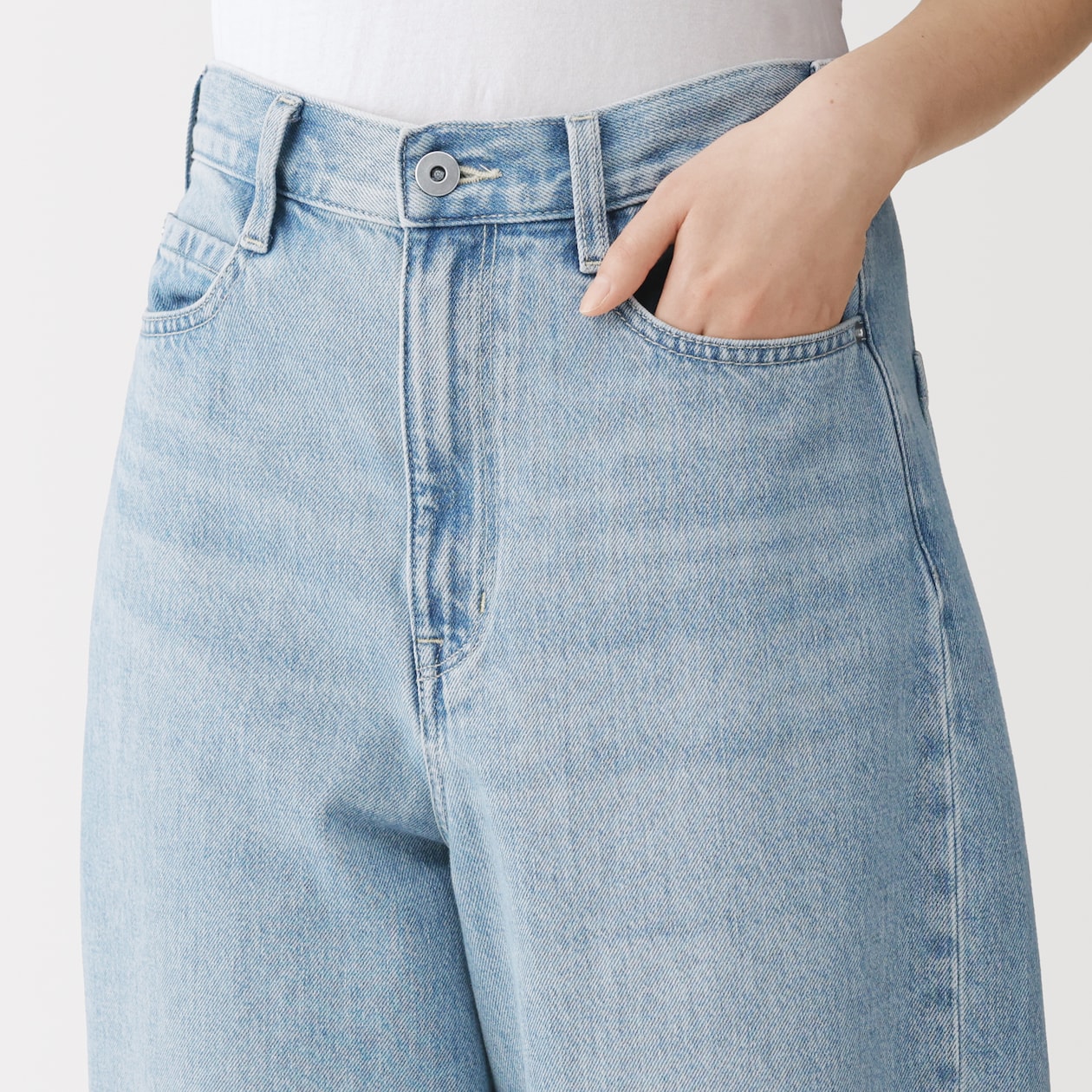 婦人　木の実から作ったカポック混　デニムコクーンパンツ