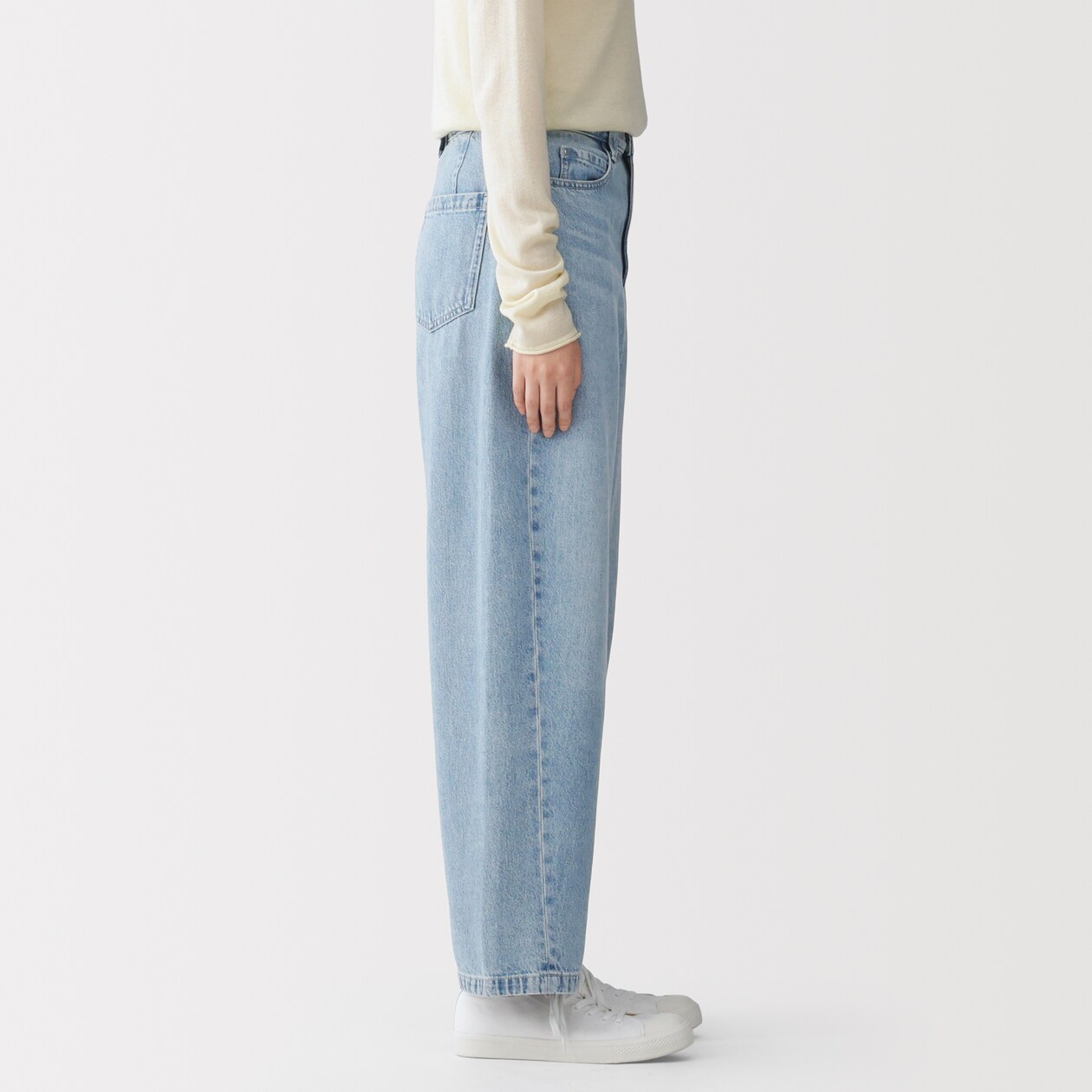 婦人　木の実から作ったカポック混　デニムコクーンパンツ