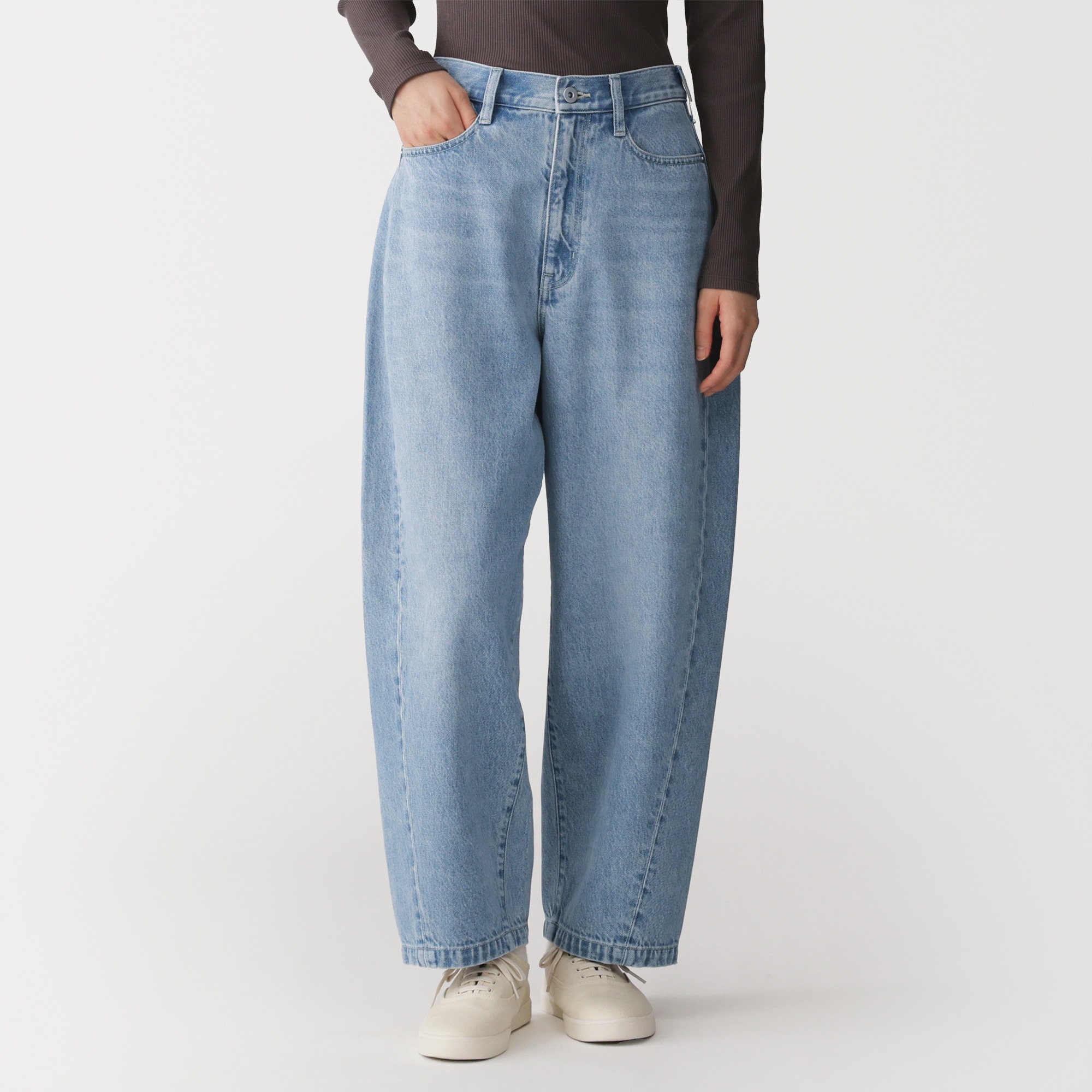 婦人　木の実から作ったカポック混　デニムコクーンパンツ　股下短め（ＯＳ）