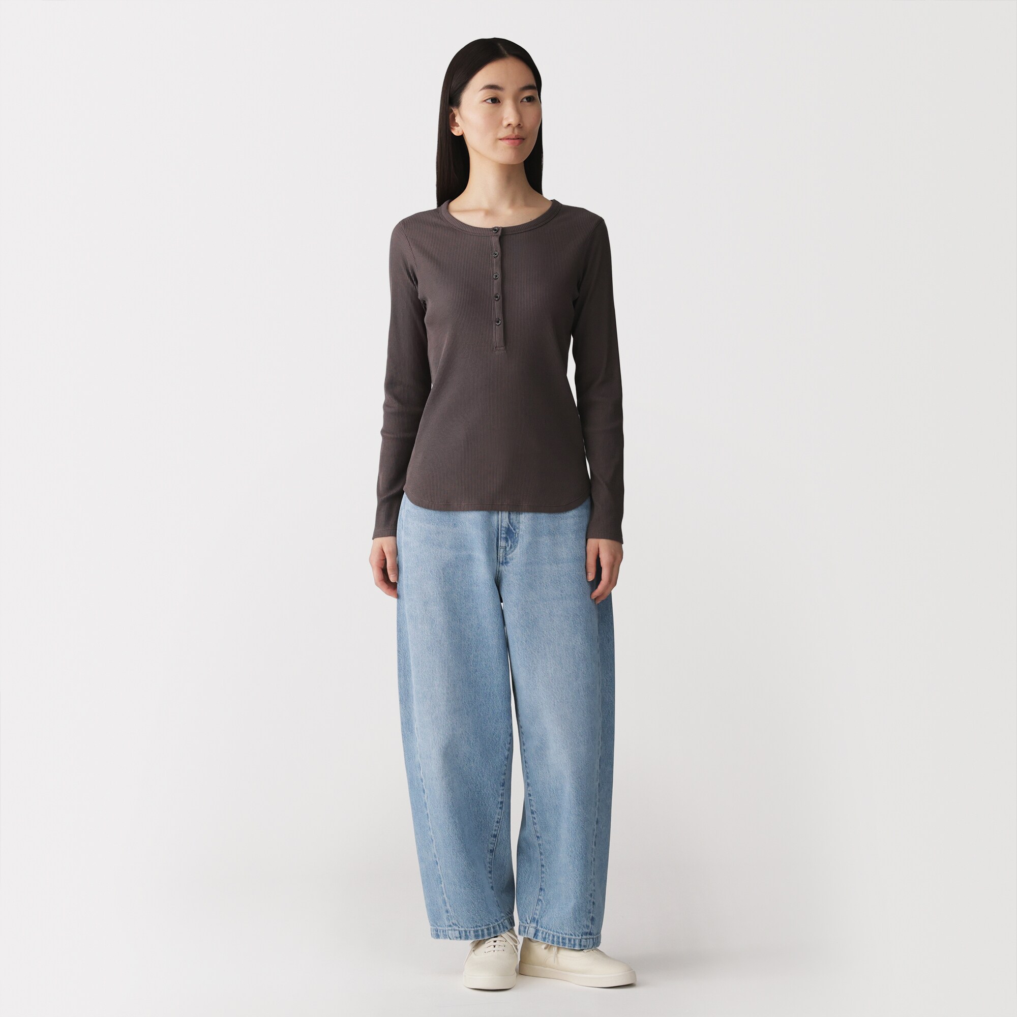 婦人　木の実から作ったカポック混　デニムコクーンパンツ　股下短め（ＯＳ）