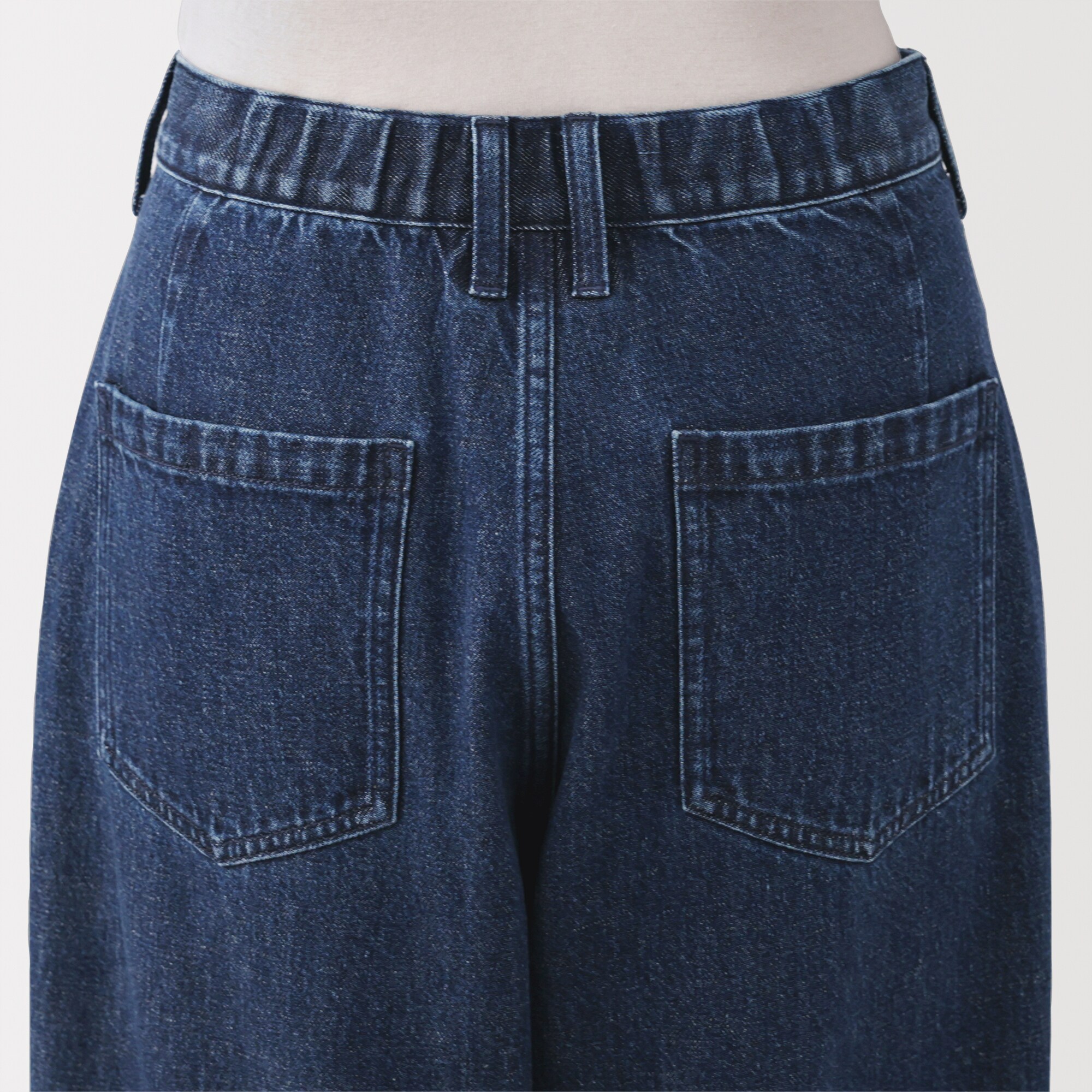 婦人　木の実から作ったカポック混　デニムコクーンパンツ　股下短め（ＯＳ）