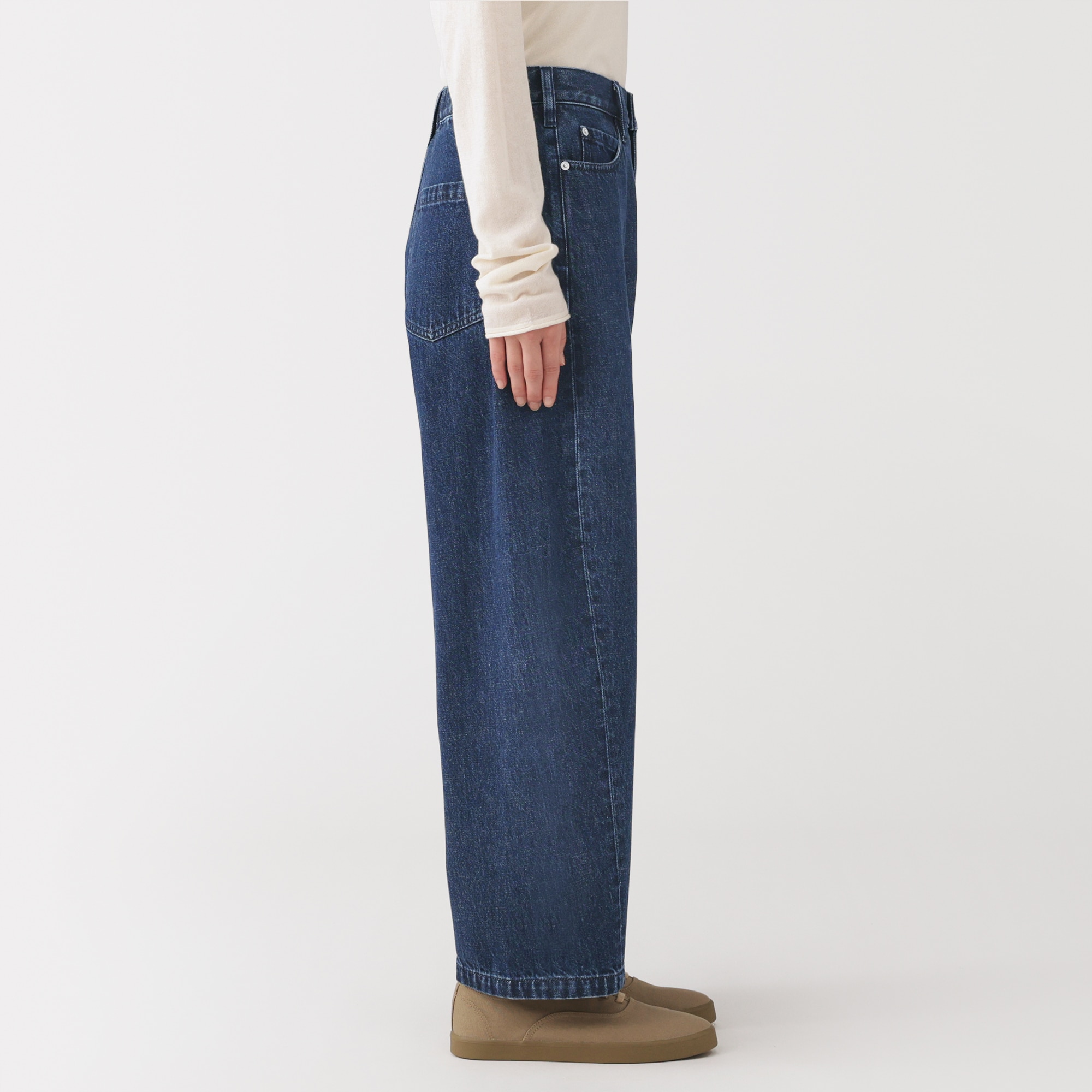 婦人　木の実から作ったカポック混　デニムコクーンパンツ　股下短め（ＯＳ）