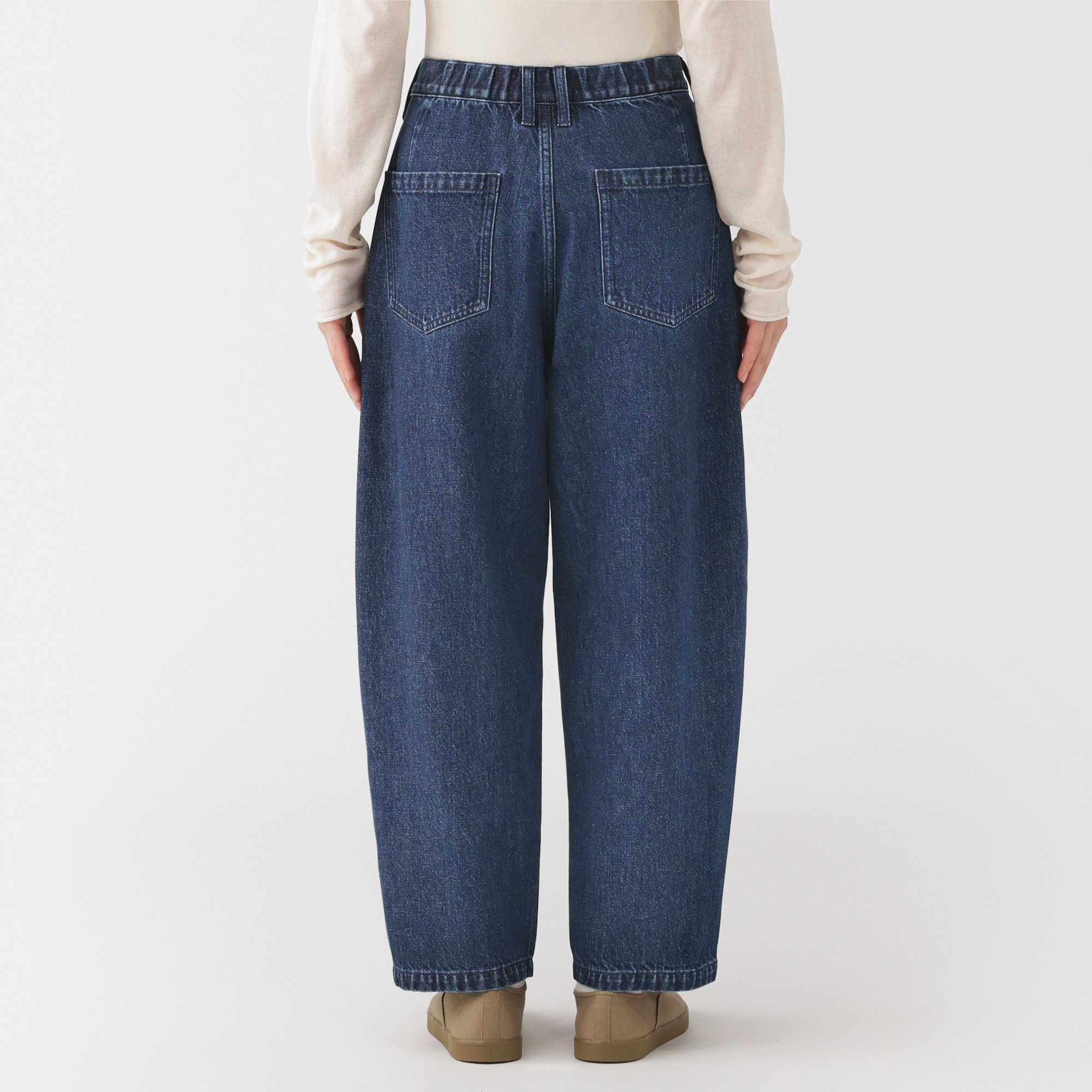 婦人　木の実から作ったカポック混　デニムコクーンパンツ　股下短め（ＯＳ）