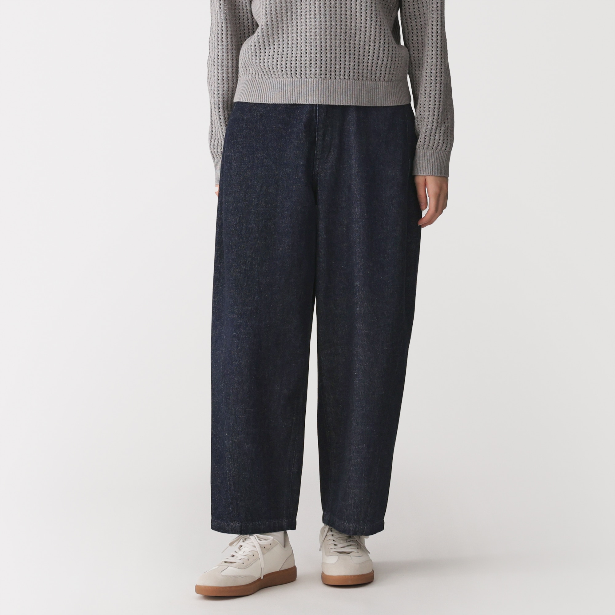 婦人　木の実から作ったカポック混　デニムコクーンパンツ　股下短め（ＯＳ）