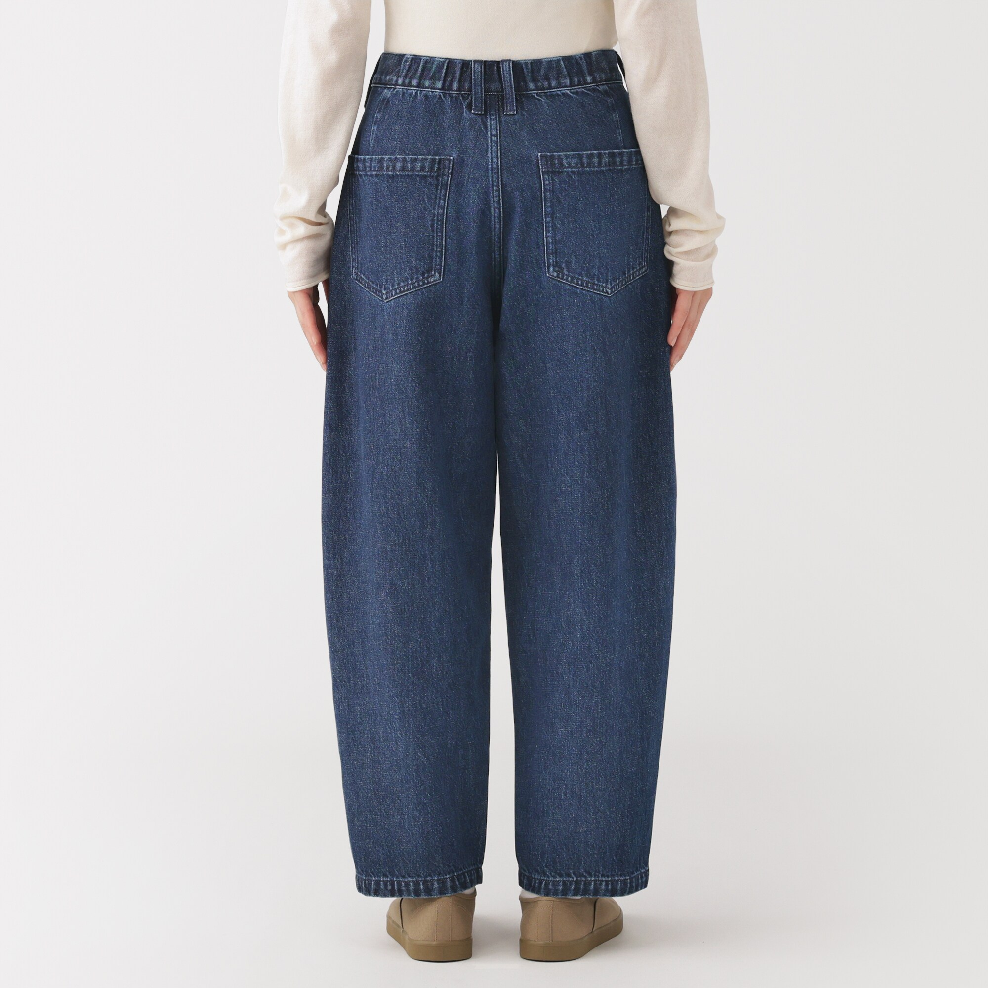 婦人　木の実から作ったカポック混　デニムコクーンパンツ　股下短め（ＯＳ）