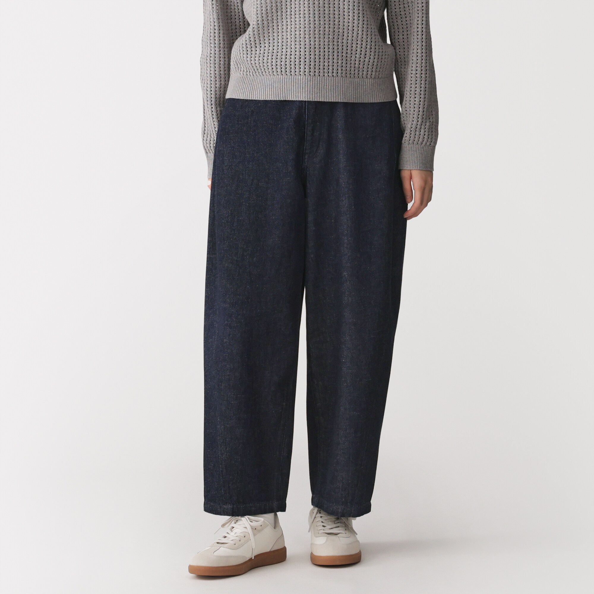 婦人　木の実から作ったカポック混　デニムコクーンパンツ　股下短め（ＯＳ）