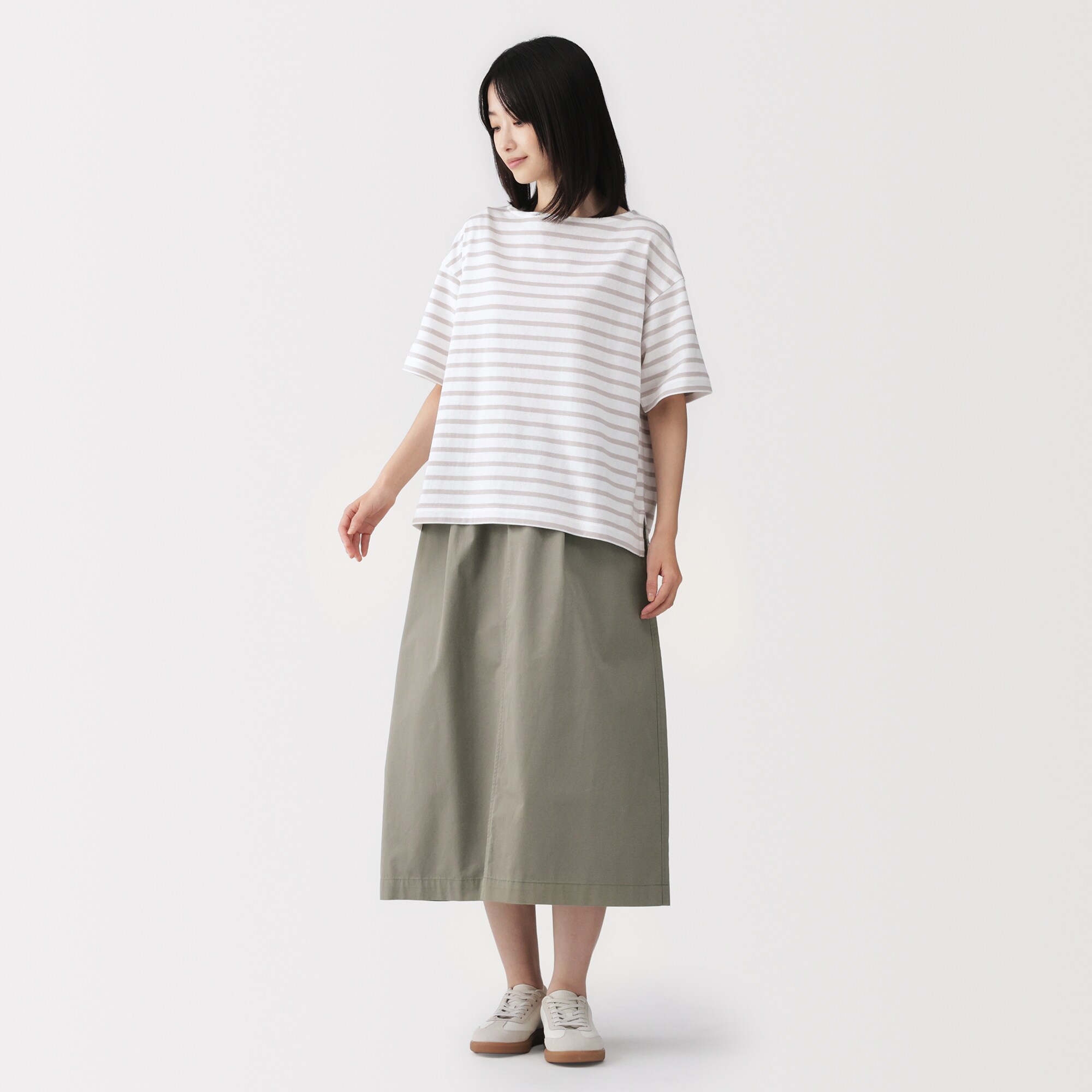 婦人　洗いざらしコットン　イージースカート