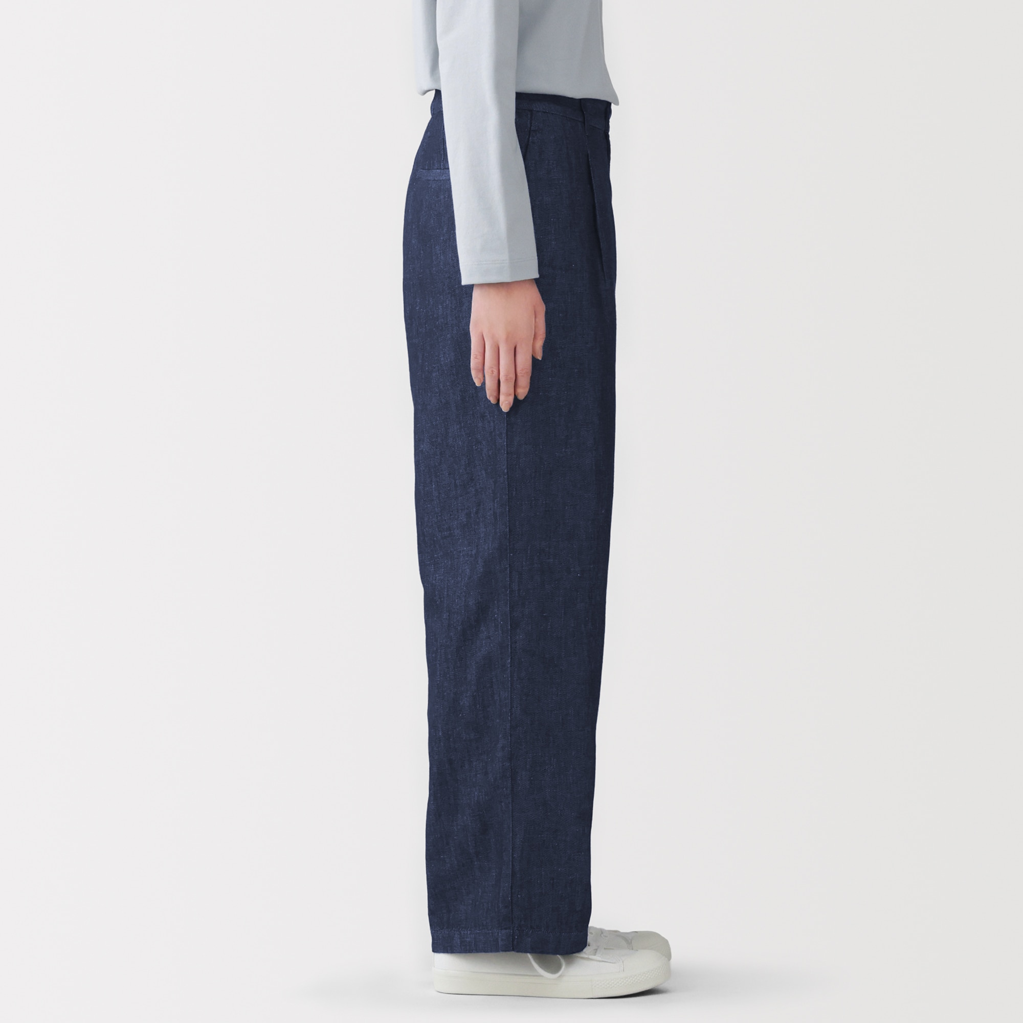 婦人　ヘンプ混デニム　ストレートパンツ