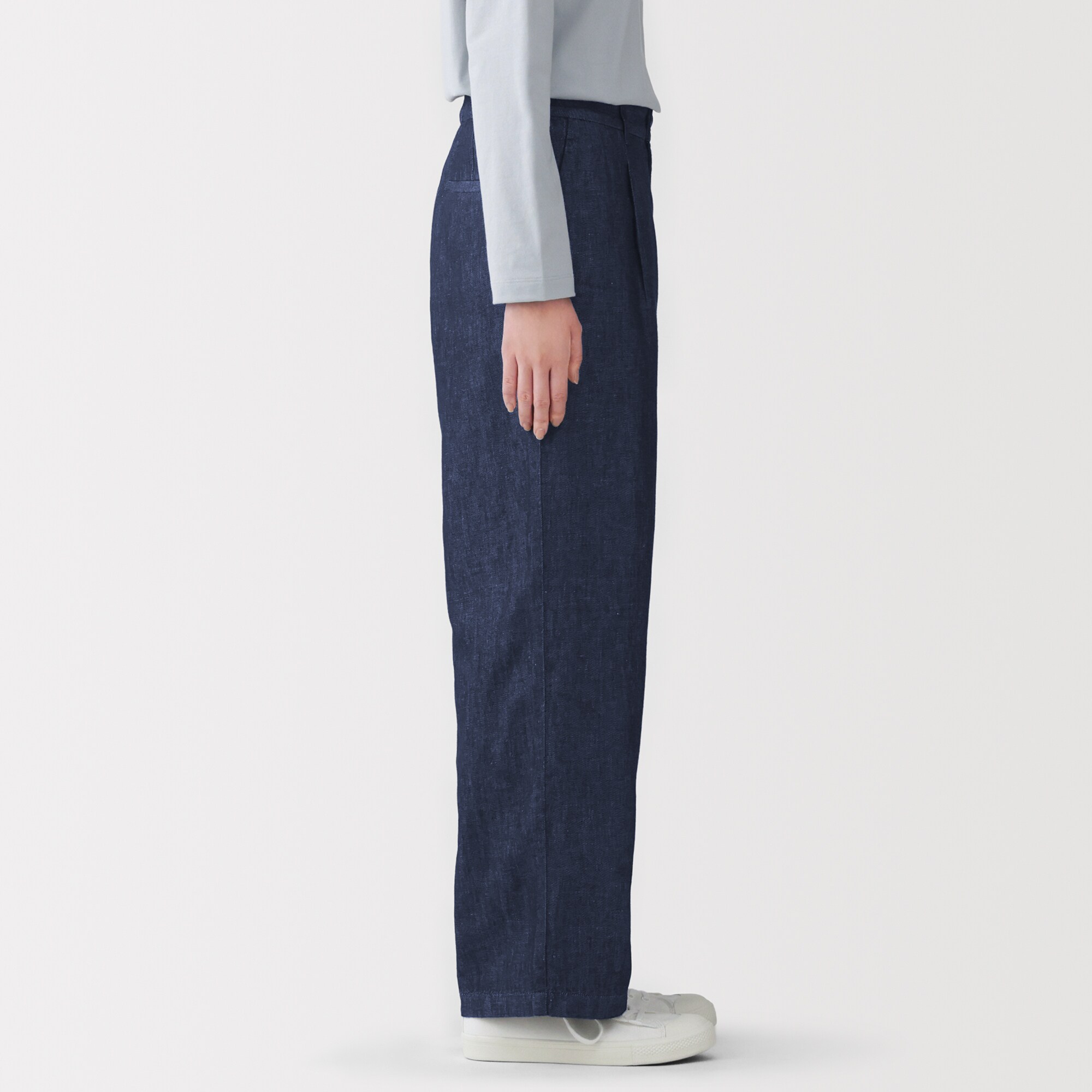 婦人　ヘンプ混デニム　ストレートパンツ