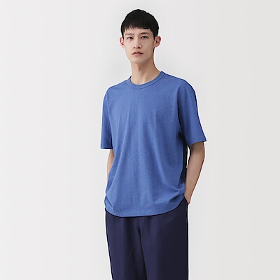 紳士　昔ながらの製法で編み立てた天竺クルーネック半袖Ｔシャツ