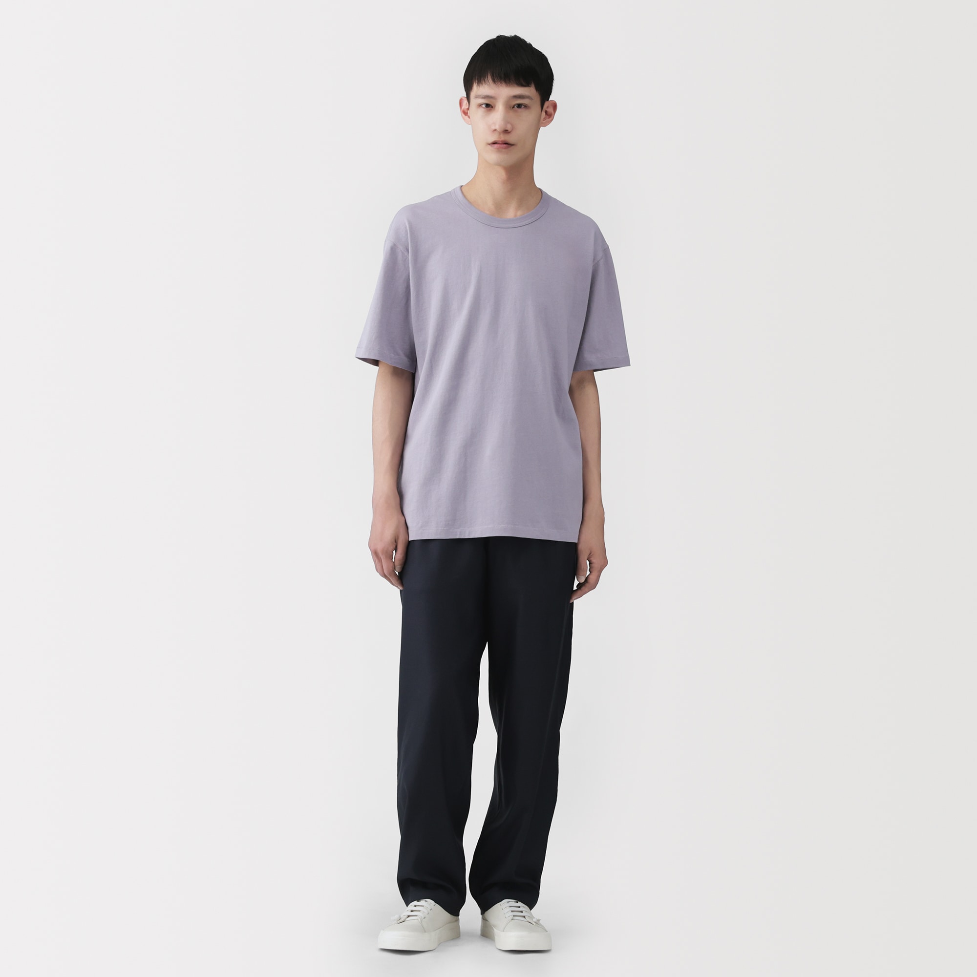 紳士 昔ながらの製法で編み立てた天竺クルーネック半袖Tシャツ | 無印良品