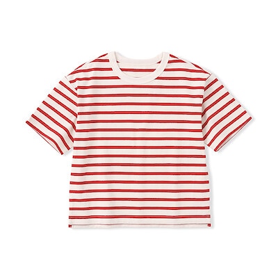 キッズ　太番手クルーネック五分袖Ｔシャツ