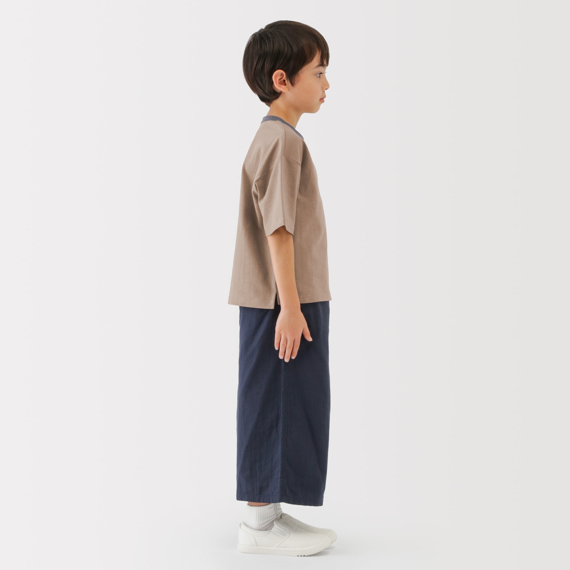 キッズ　太番手クルーネック五分袖Ｔシャツ