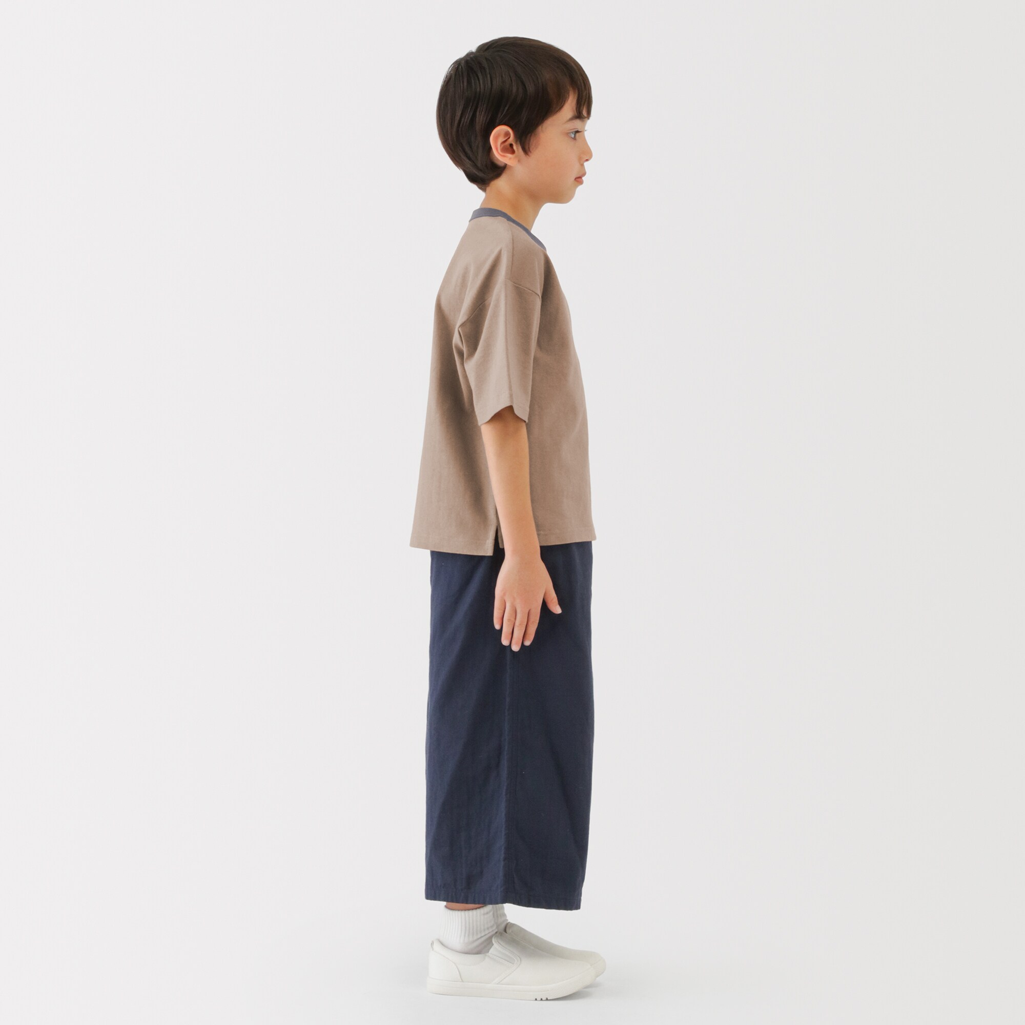 キッズ　太番手クルーネック五分袖Ｔシャツ