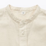 キッズ　二重ガーゼスタンドカラー長袖シャツ