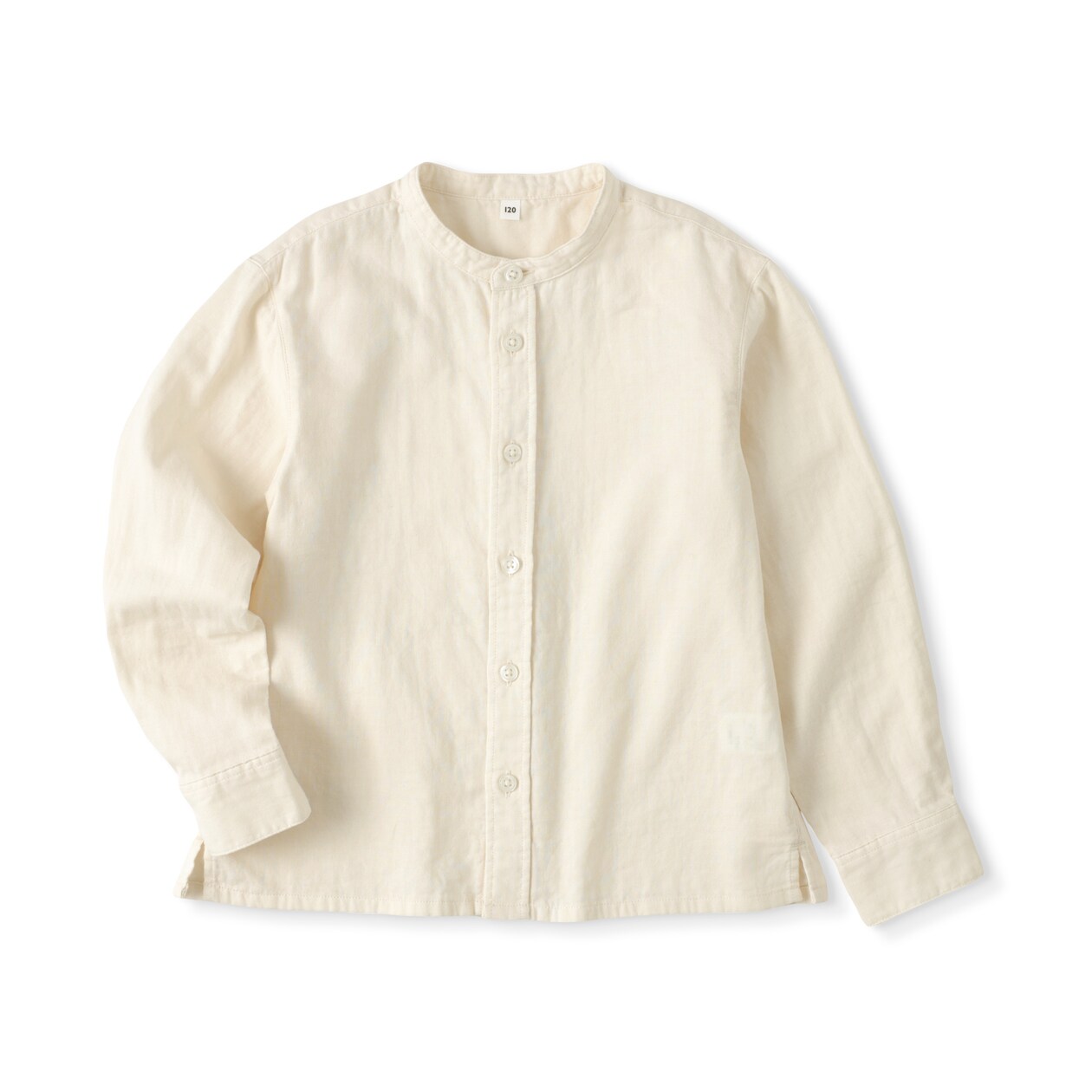 キッズ　二重ガーゼスタンドカラー長袖シャツ