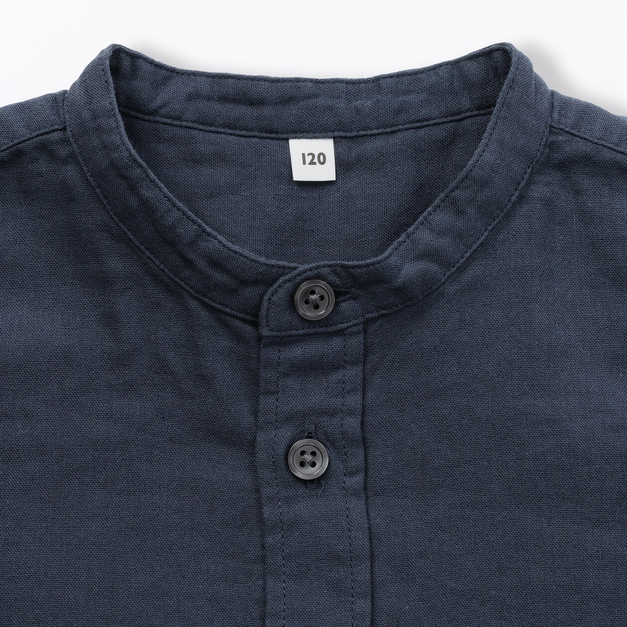 キッズ　二重ガーゼスタンドカラー長袖シャツ