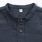 キッズ　二重ガーゼスタンドカラー長袖シャツ