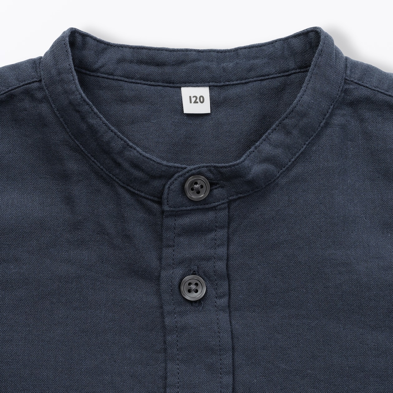 キッズ　二重ガーゼスタンドカラー長袖シャツ