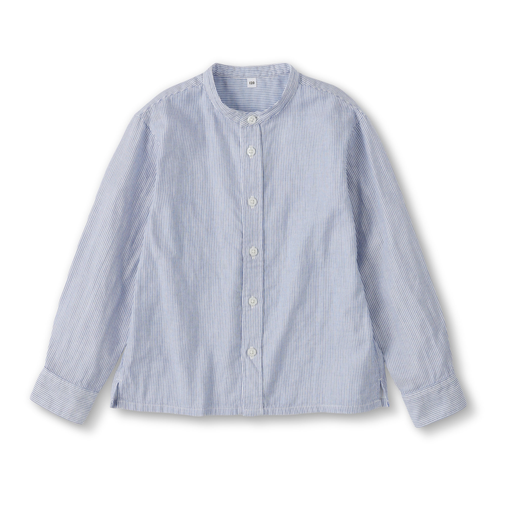 キッズ　二重ガーゼスタンドカラー長袖シャツ