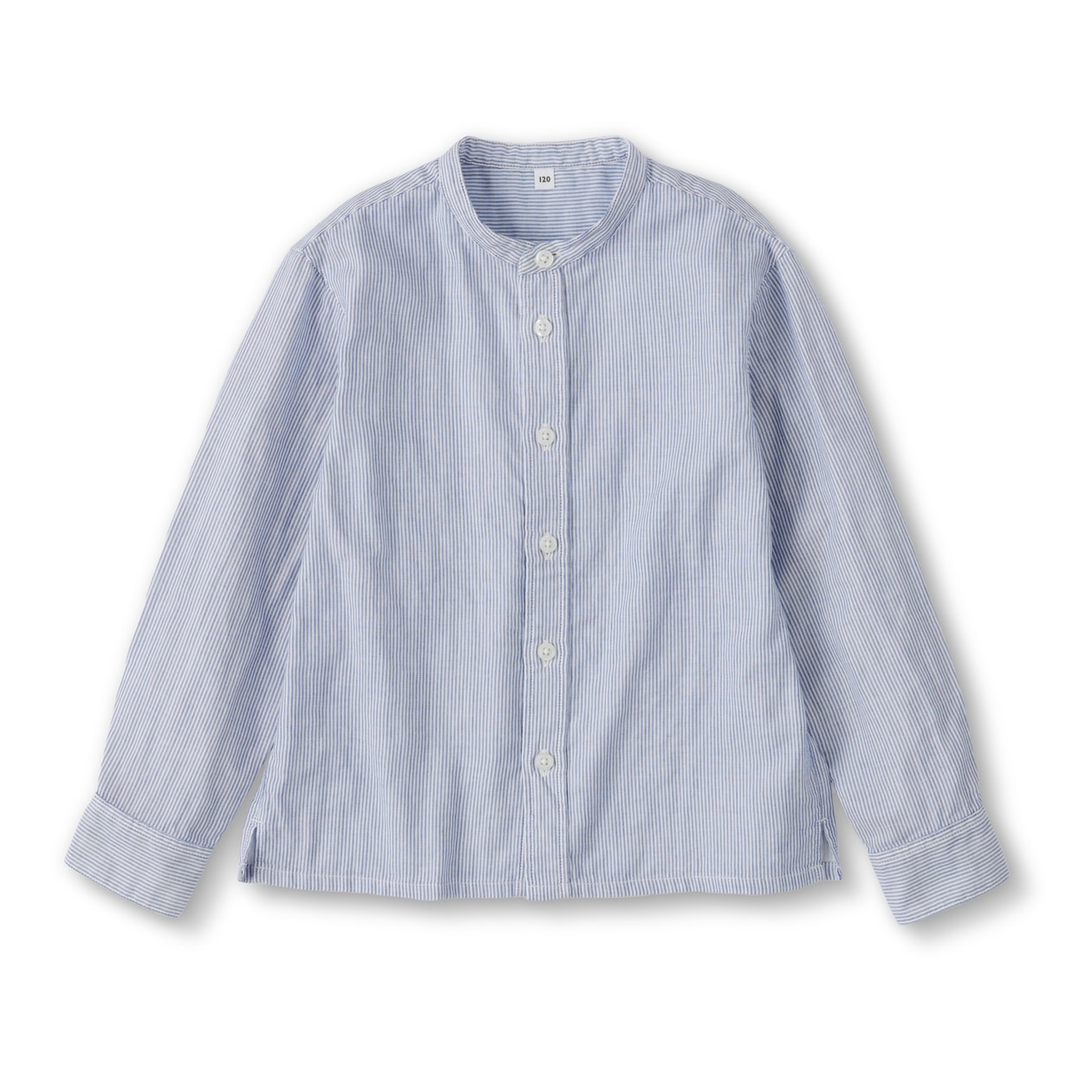キッズ　二重ガーゼスタンドカラー長袖シャツ