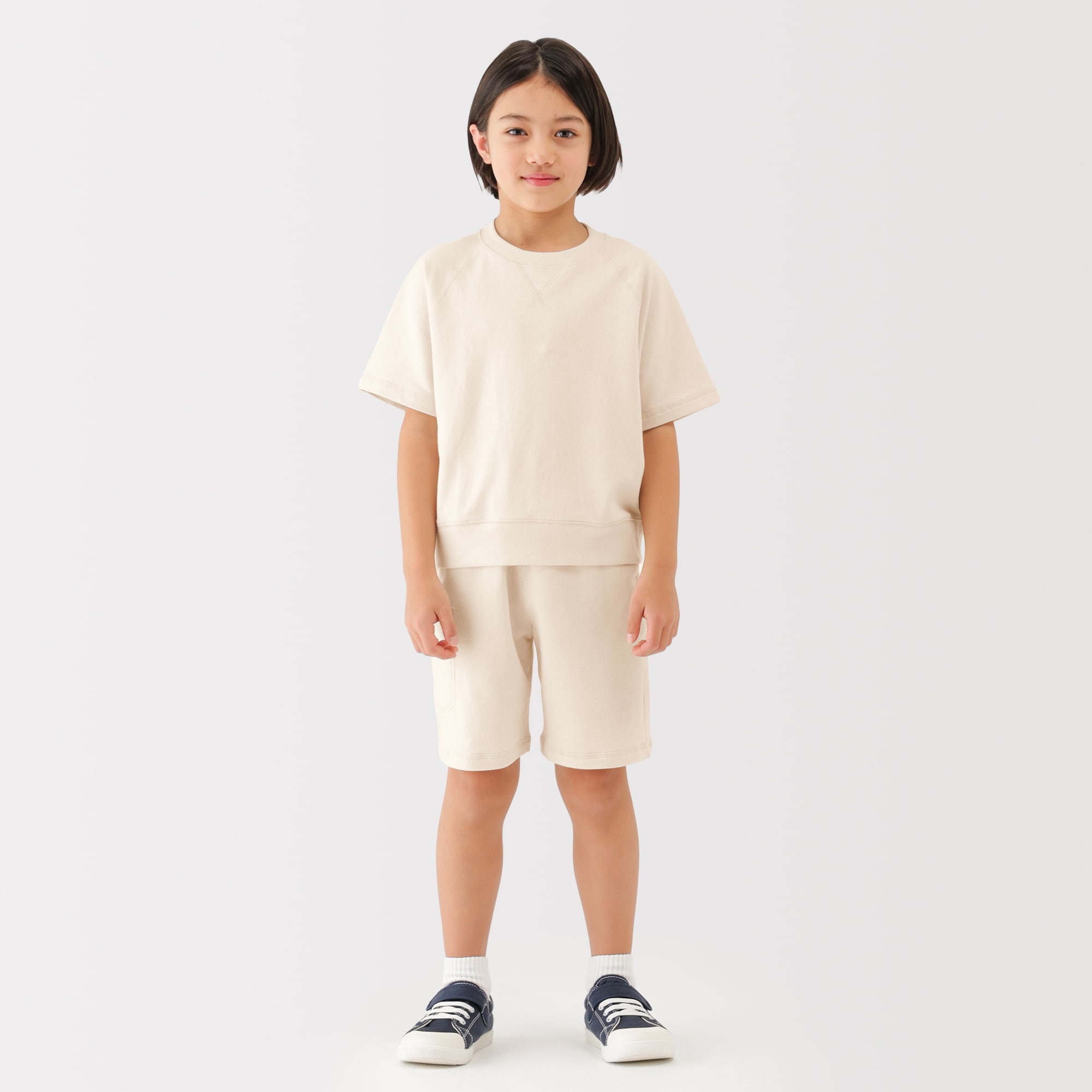 キッズ　ライトスウェットクルーネック五分袖Ｔシャツ