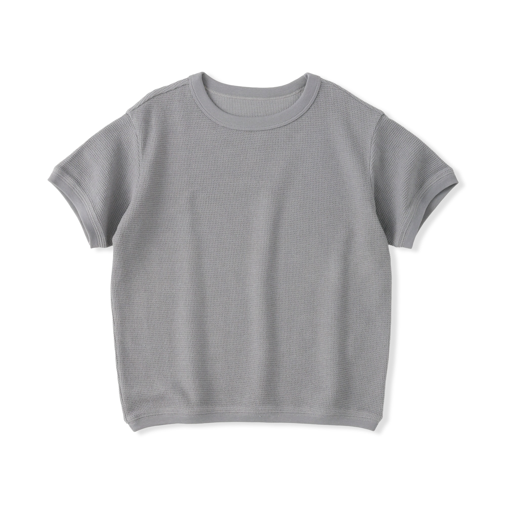 キッズ　ワッフル編みクルーネック半袖Ｔシャツ