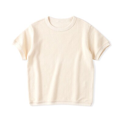 キッズ　ワッフル編みクルーネック半袖Ｔシャツ