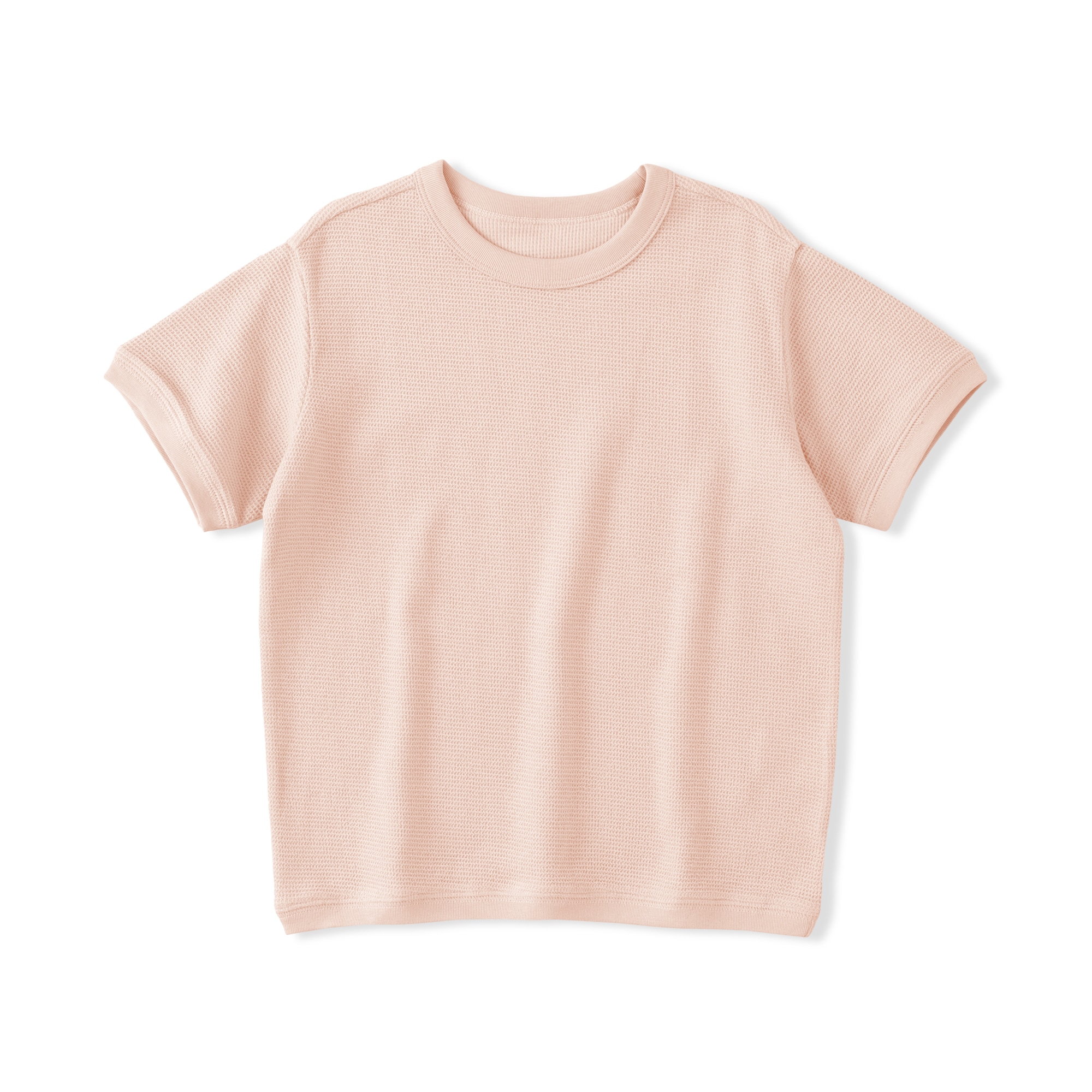 キッズ　ワッフル編みクルーネック半袖Ｔシャツ