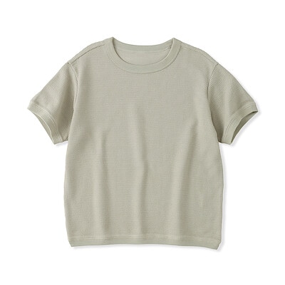 キッズ　ワッフル編みクルーネック半袖Ｔシャツ