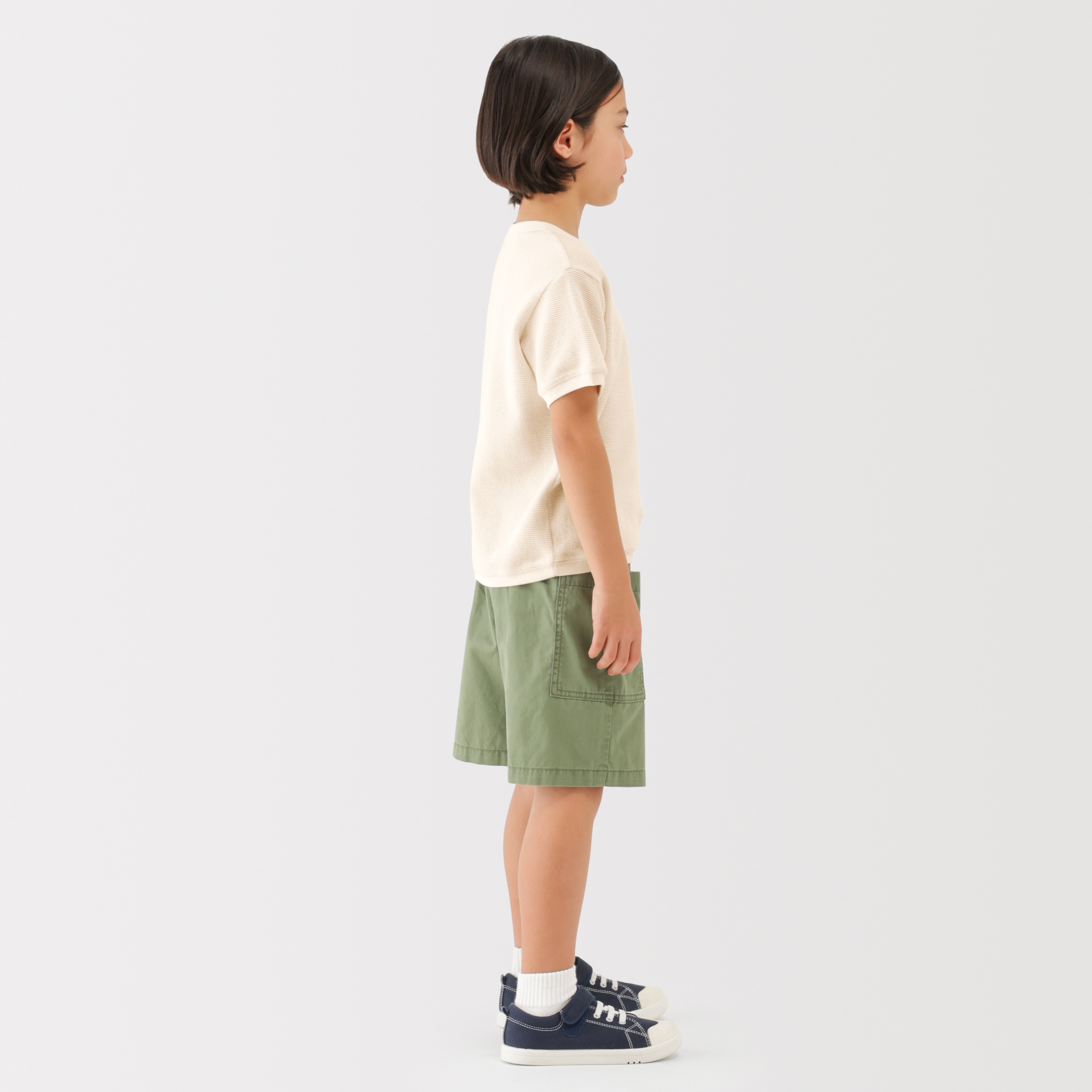 キッズ　ワッフル編みクルーネック半袖Ｔシャツ