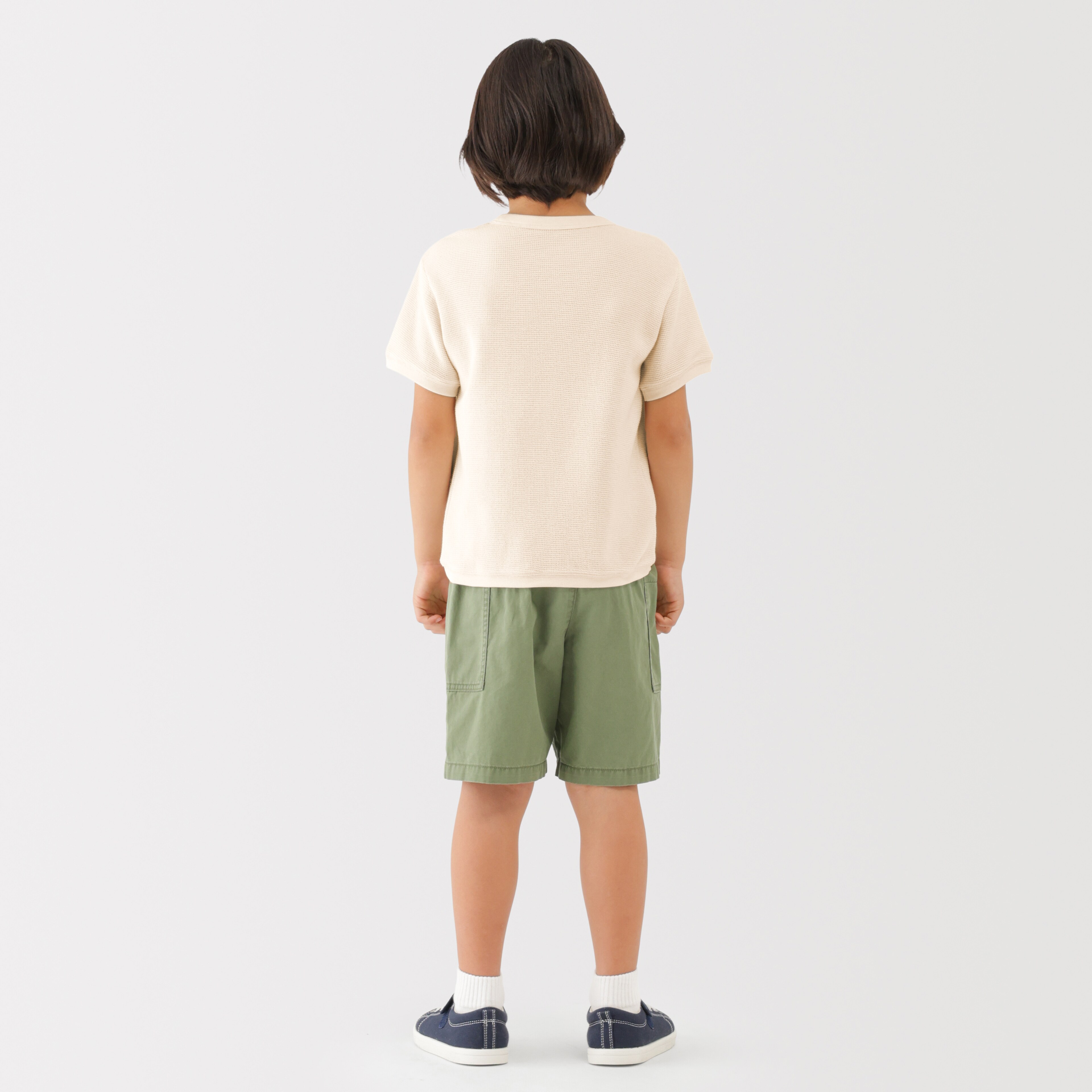 キッズ　ワッフル編みクルーネック半袖Ｔシャツ