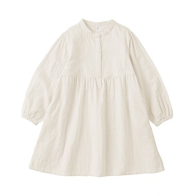 キッズ　二重ガーゼ長袖ワンピース