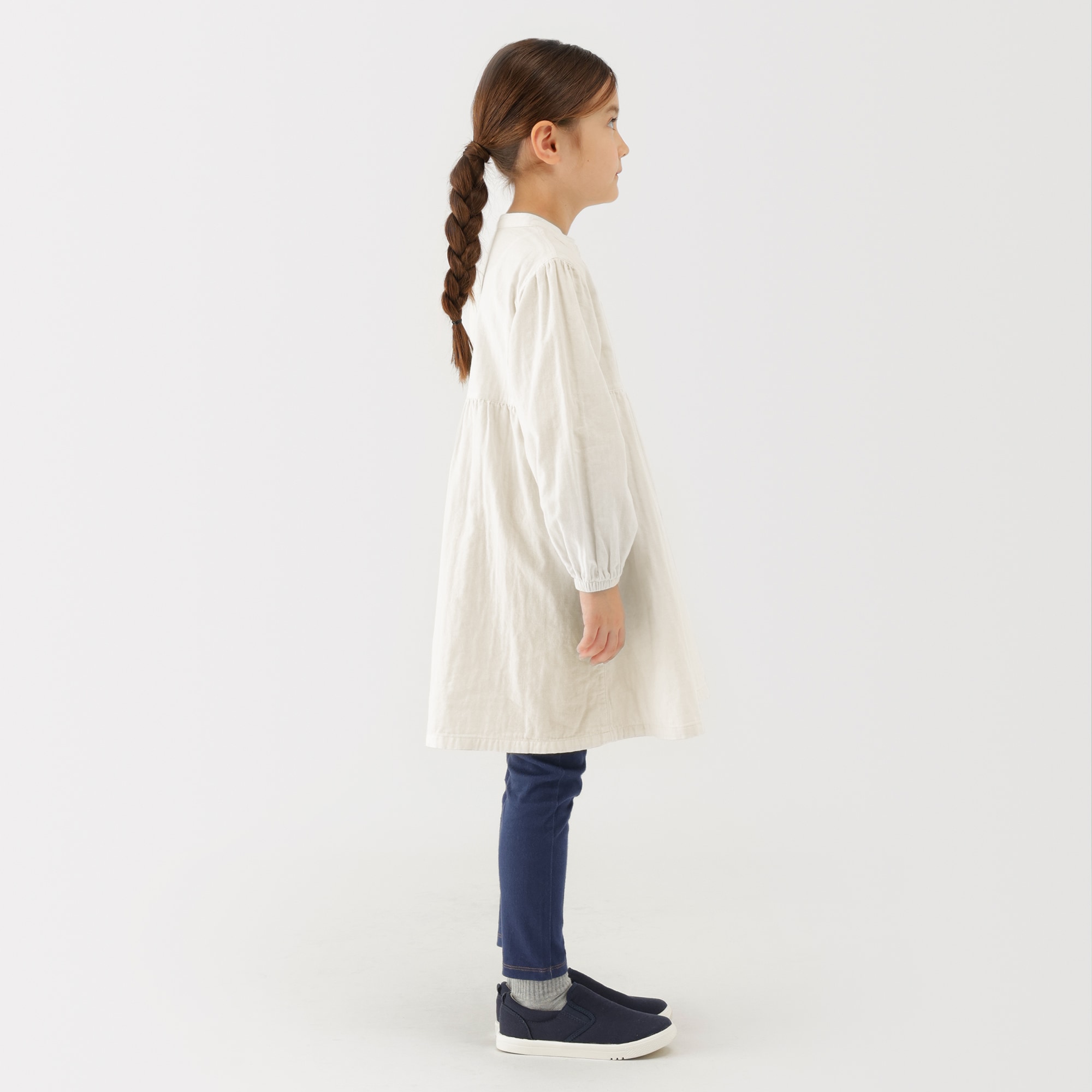 キッズ　二重ガーゼ長袖ワンピース