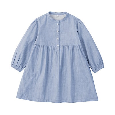 キッズ　二重ガーゼ長袖ワンピース