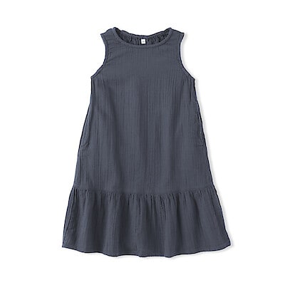 【４月中旬発売予定】キッズ　楊柳ガーゼスリーブレスワンピース