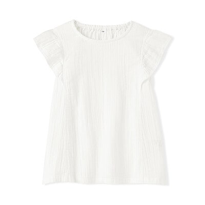 キッズ　楊柳ガーゼフリルスリーブブラウス