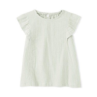 キッズ　楊柳ガーゼフリルスリーブブラウス