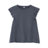 キッズ　楊柳ガーゼフリルスリーブブラウス