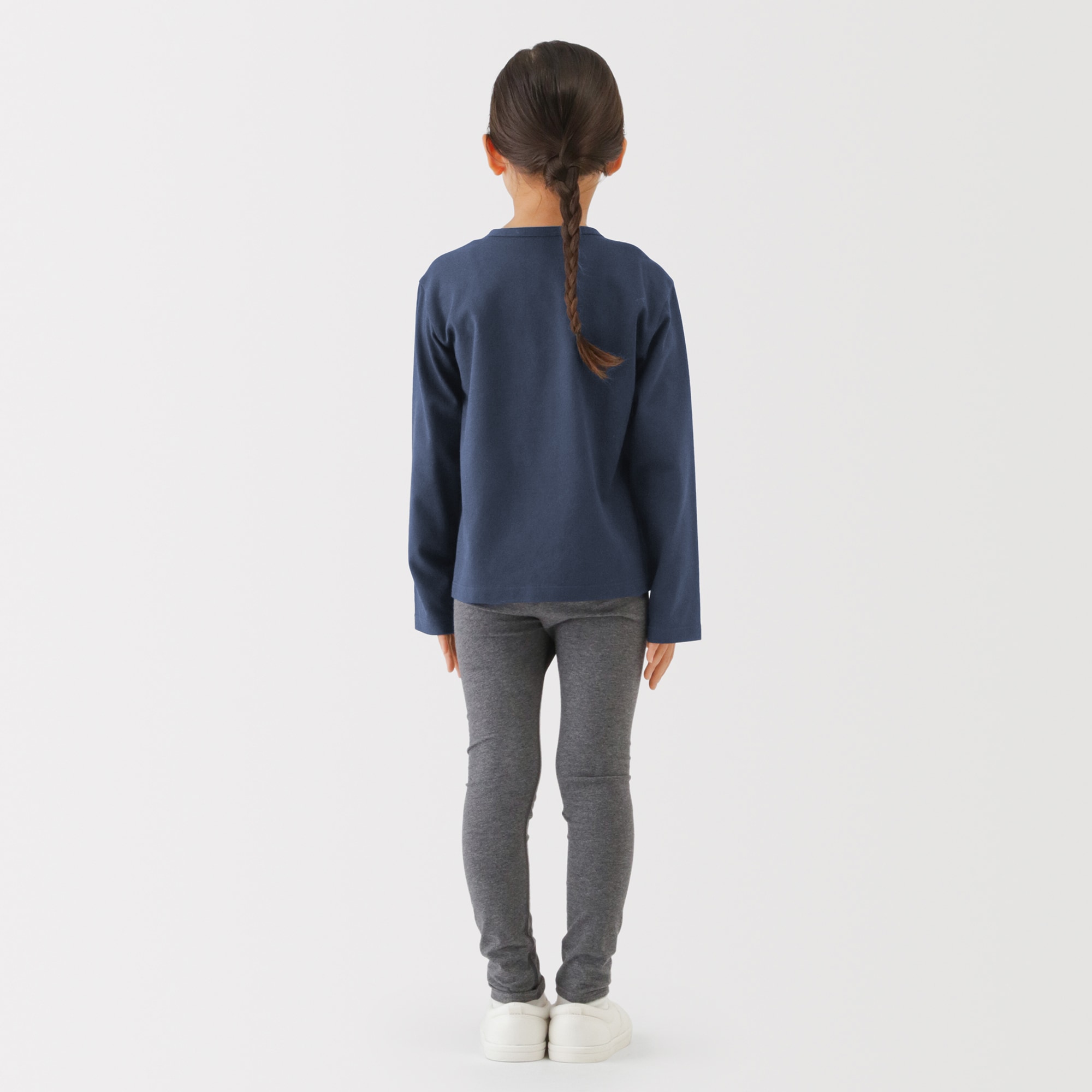 キッズ　ＵＶカット梨地編みクルーネックカーディガン